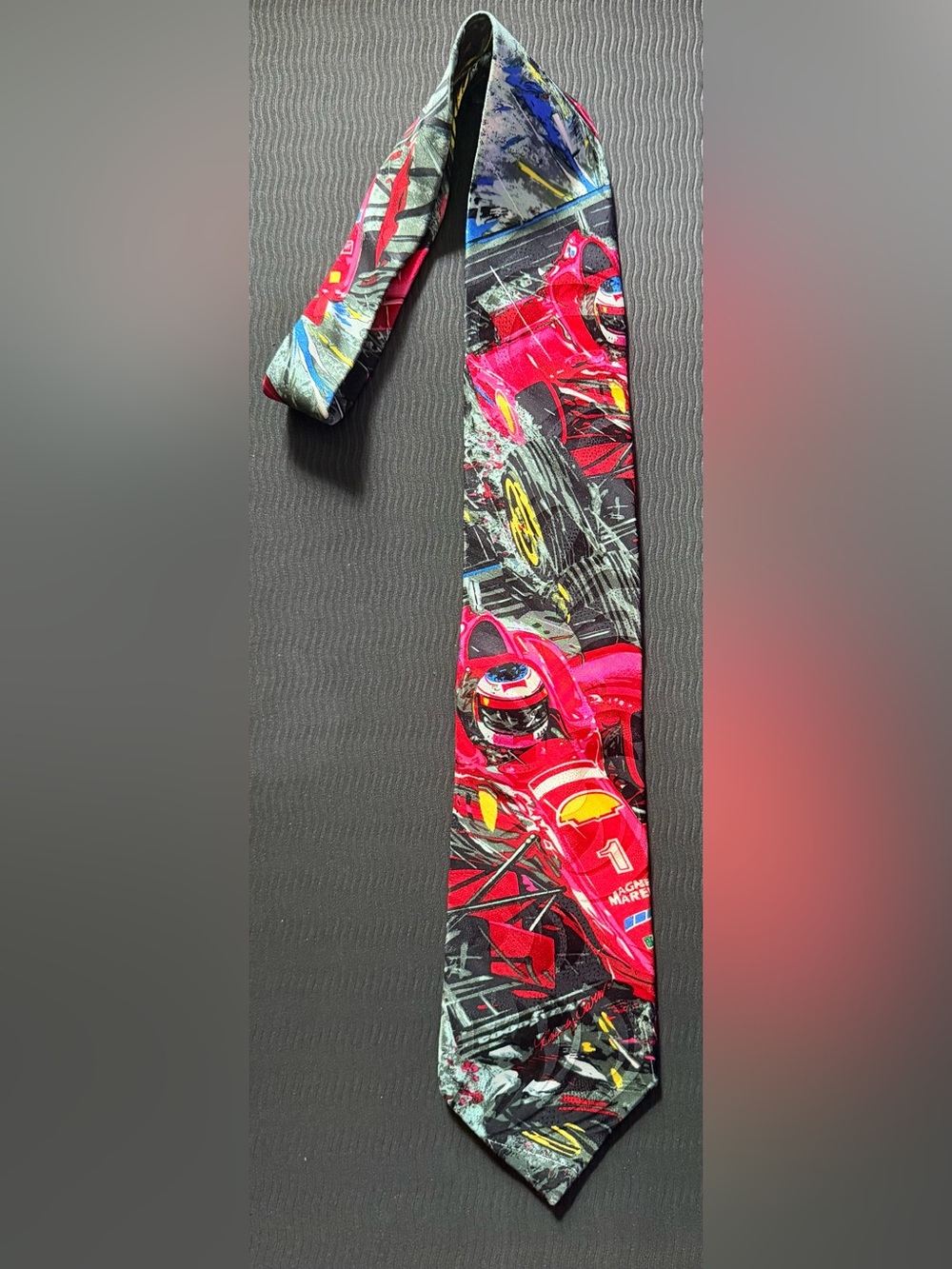 Men's Formula One Silk Racing Car Print Tie -